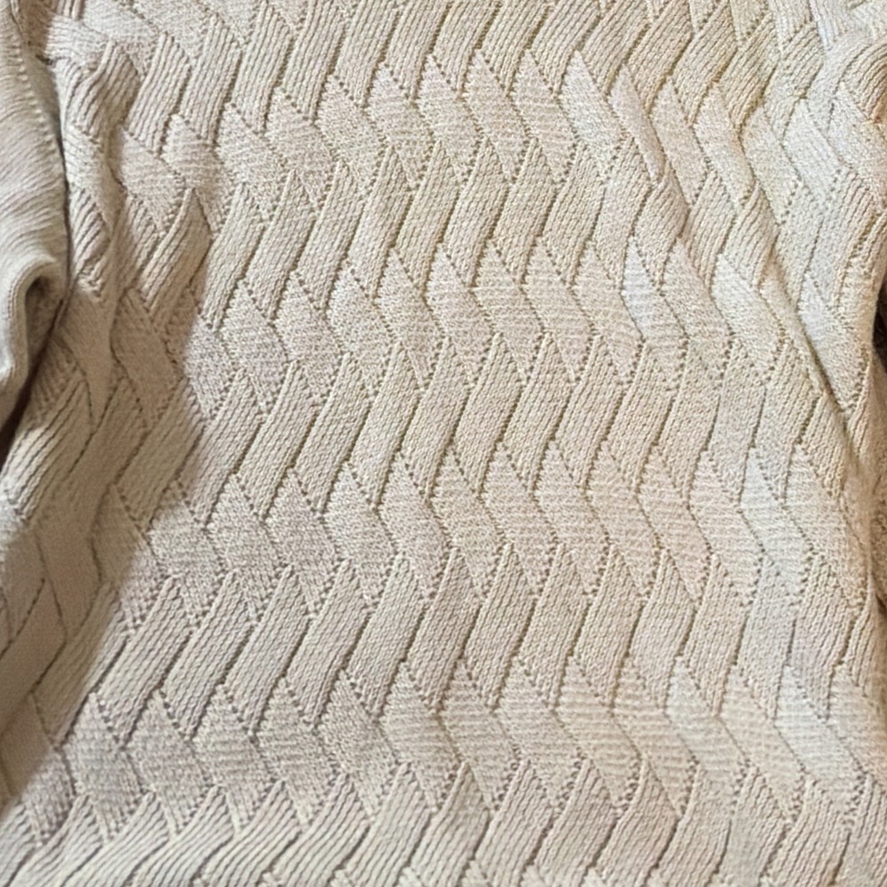 Weatherproof Men's Shawl Collar Cable-Knit Cotton Pullover Sweater Beige L - Picture 2 of 7